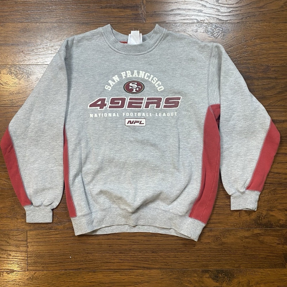 VINTAGE San Francisco 49ers Men Sweatshirt Medium Heavy Red NFL Team Logo Y2K